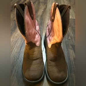 Justin Gypsy Boots Womens 8B Pink Brown Leather Cowgirl Western Rodeo